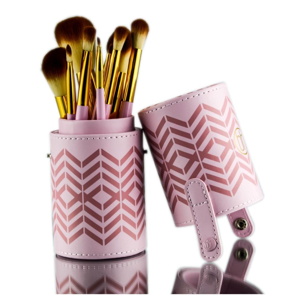BH Cosmetics Pink Perfection 10 Piece Make Up Brush Set with Travel Case